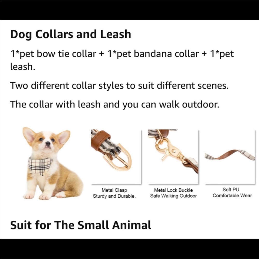 Dog Collar and Leash plaid. 3 piece set Brand New - Picture 2 of 3